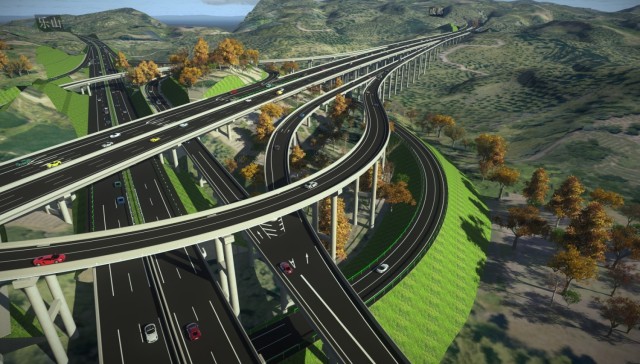 SRB a utilisé OpenRoads et LumenRT pour modéliser, visualiser et corriger les problèmes de visibilité aux 17 échangeurs le long de la route de 155 kilomètres. Image reproduite avec l’aimable autorisation de Sichuan Road and Bridge (Group) Co., Ltd.