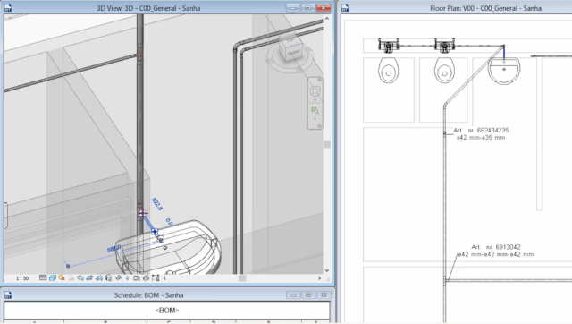 Une application Revit gratuite pour placer les gammes de produits SANHA (PLiP)