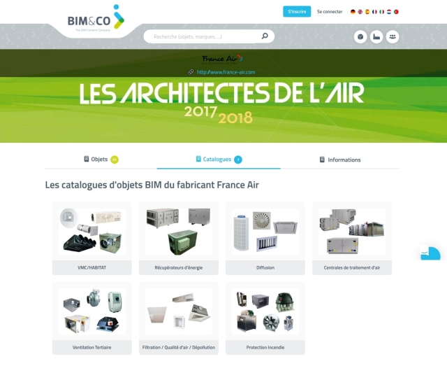 Plus de 50 produits France Air disponibles sur la plateforme BIM&amp;CO