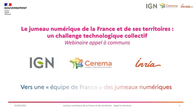 Webinaire  Jumeau numérique de la France et ses territoires - Appel à communs du 31 mai à 14 h