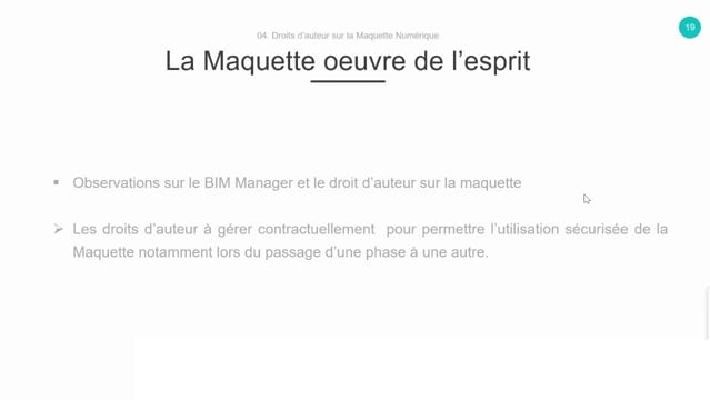 15 - Le BIM manager et le droit d&#039;auteur sur la maquette